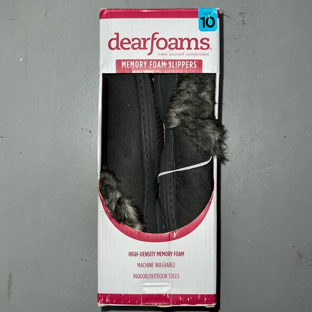 Women’s Size 10 Dark Grey Dearfoams Indoor Outdoor Clog Slipper BNWT
